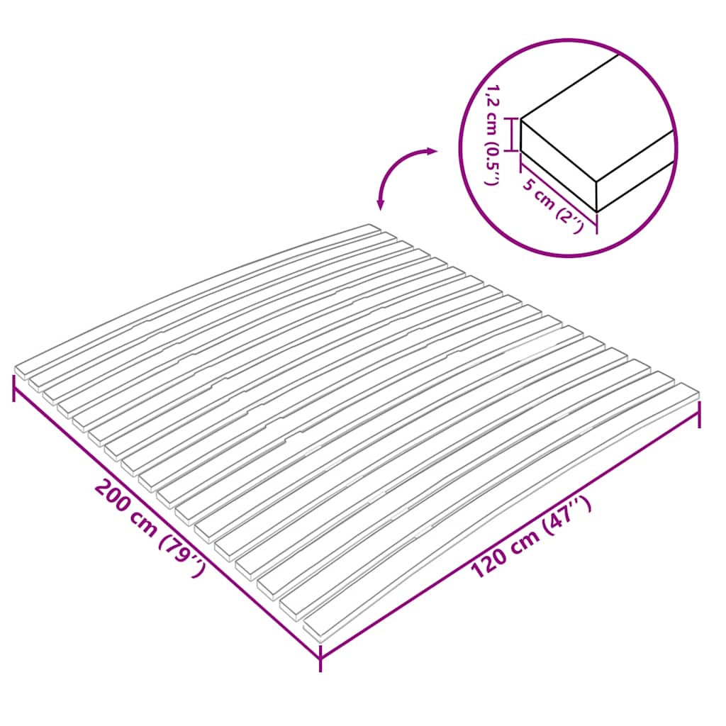 Spilebase med 17 lameller 120x200 cm