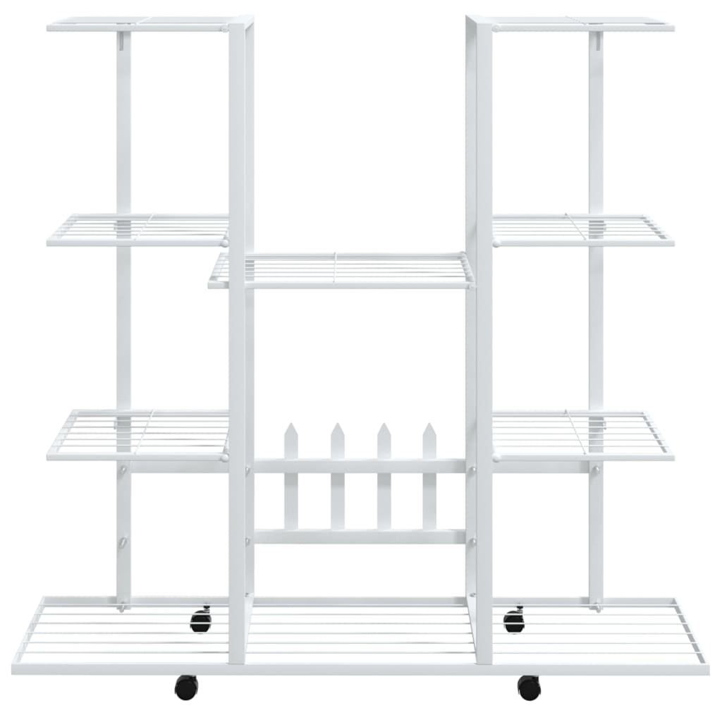 Blomsterstativ med hjul, 94,5x24,5x91,5 cm, hvit jern