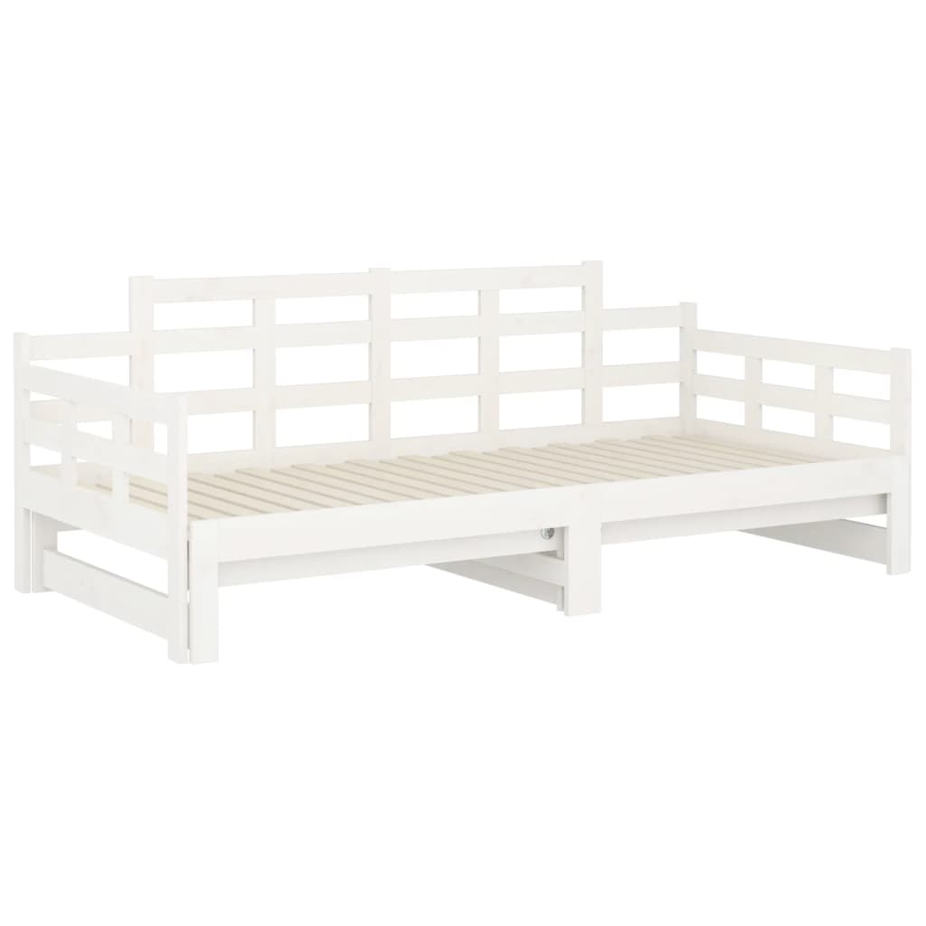 Hvit uttrekkbar dagseng i heltre, 2x(90x190) cm