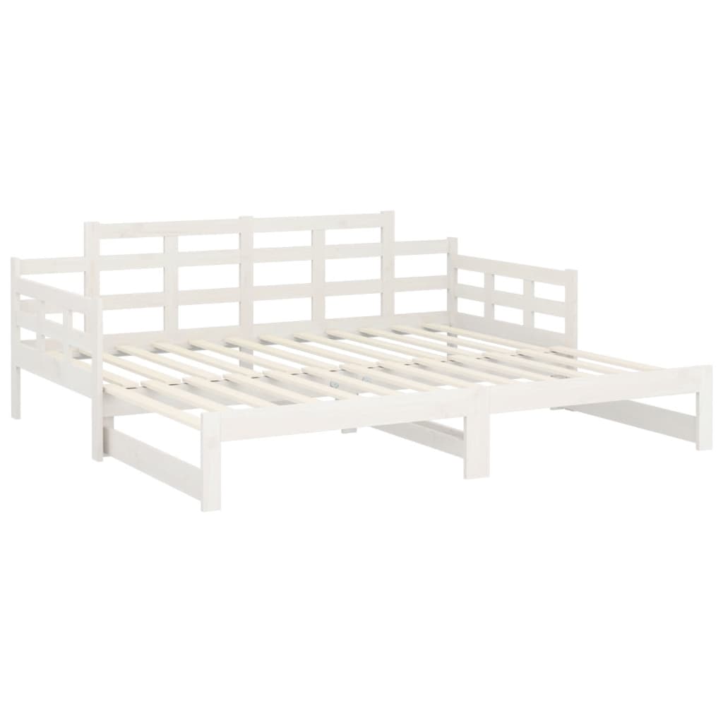 Hvit uttrekkbar dagseng i heltre, 2x(90x190) cm