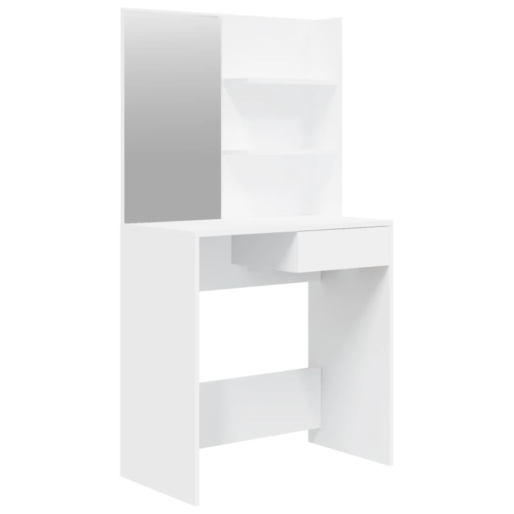 Hvitt sminkebord med speil, 74,5x40x141 cm