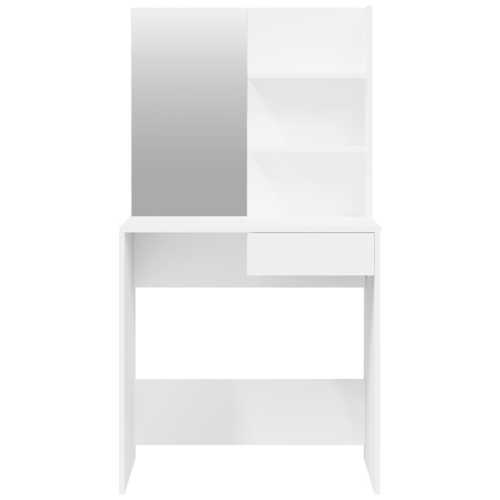 Hvitt sminkebord med speil, 74,5x40x141 cm