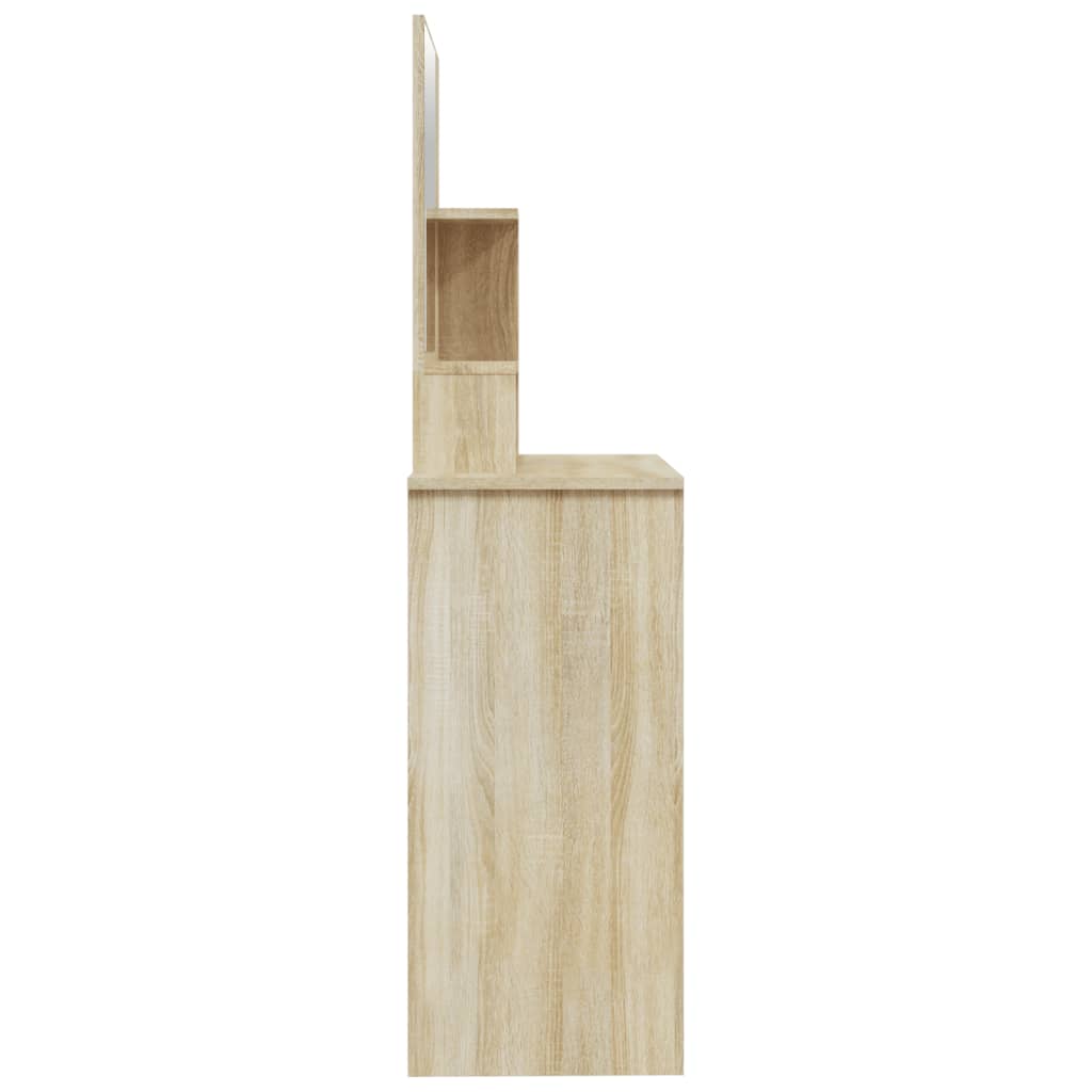 Sminkebord med speil, eik, 86,5x35x136 cm