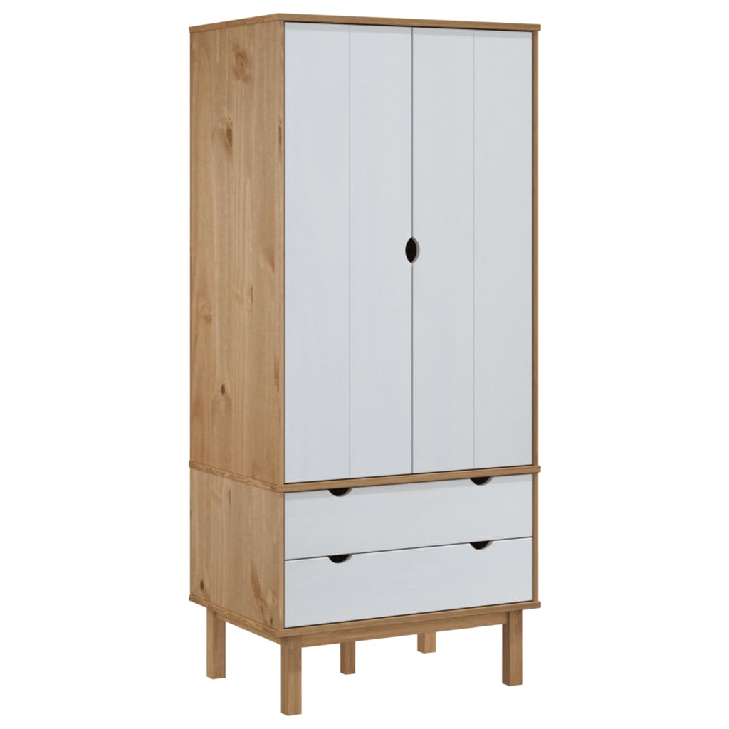 Garderobe OTTA brun og hvit 76,5x53x172 cm heltre furu