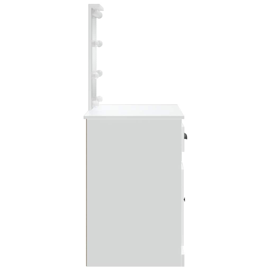 Sminkebord med LED-lys hvit 90x42x132,5 cm