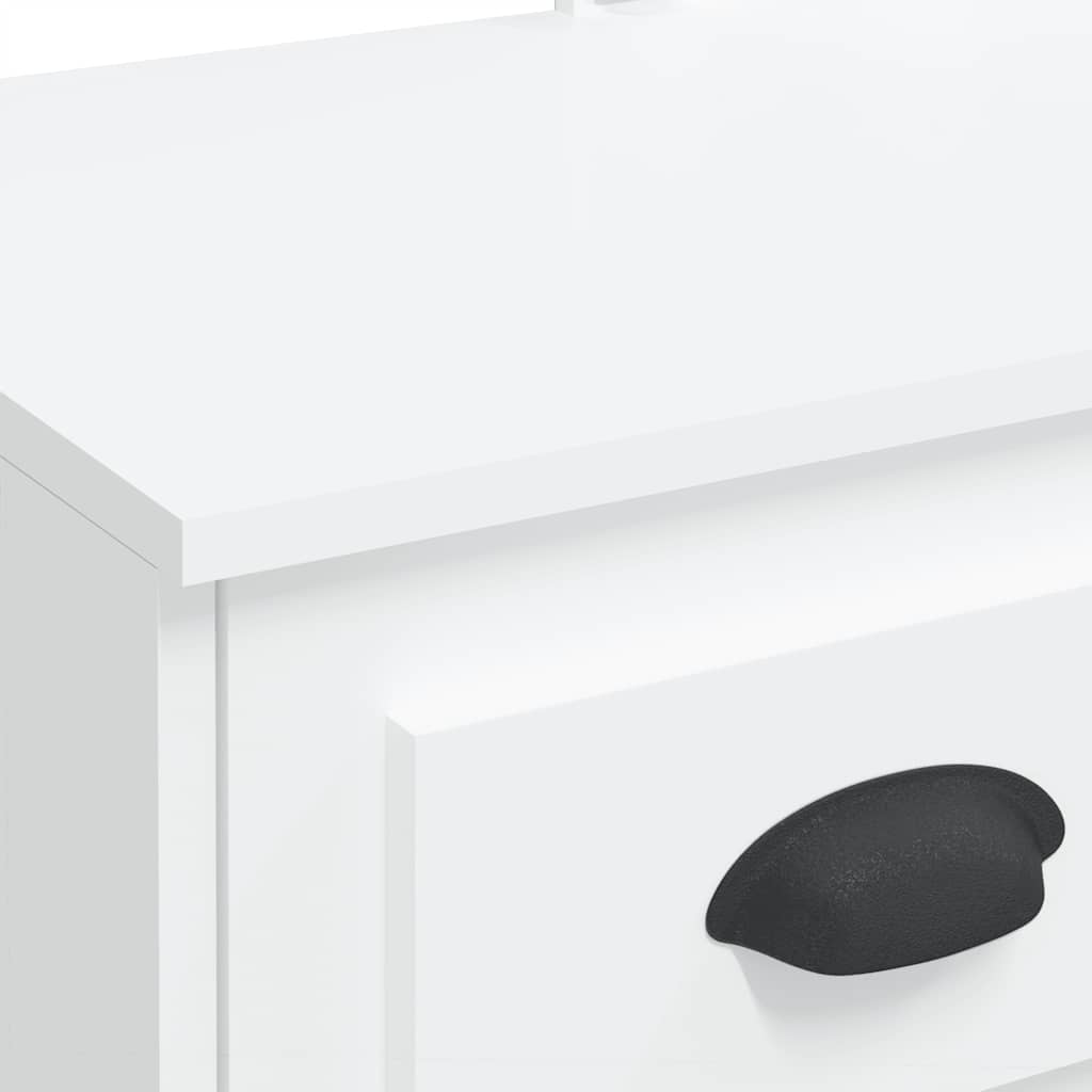 Sminkebord med LED-lys hvit 90x42x132,5 cm