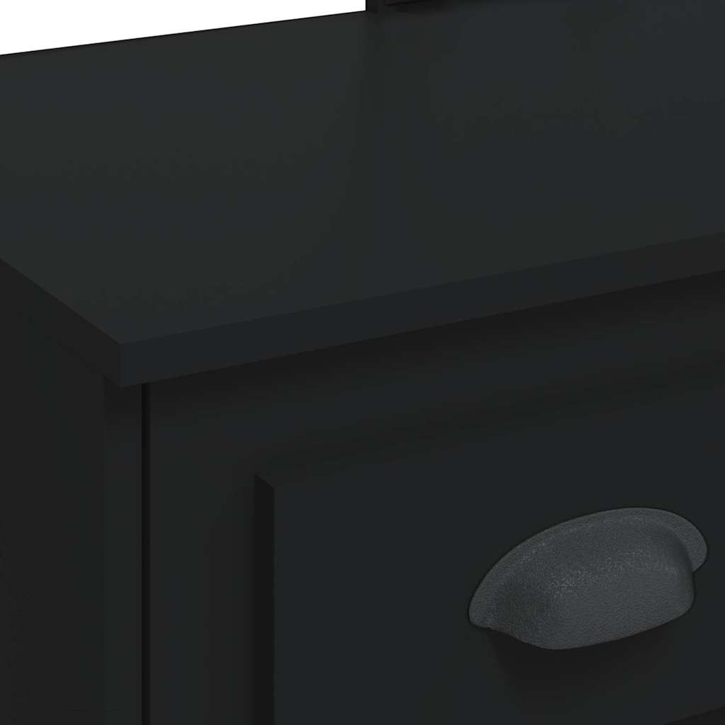 Sminkebord med LED-lys svart 90x42x132,5 cm