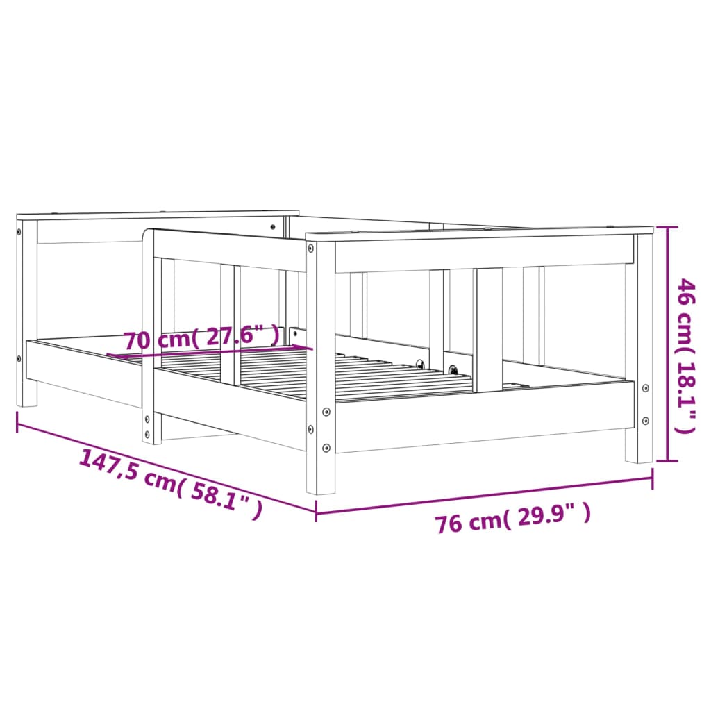kBarnesengeramme hvit 70x140 cm - Koselig og trygg soveplass