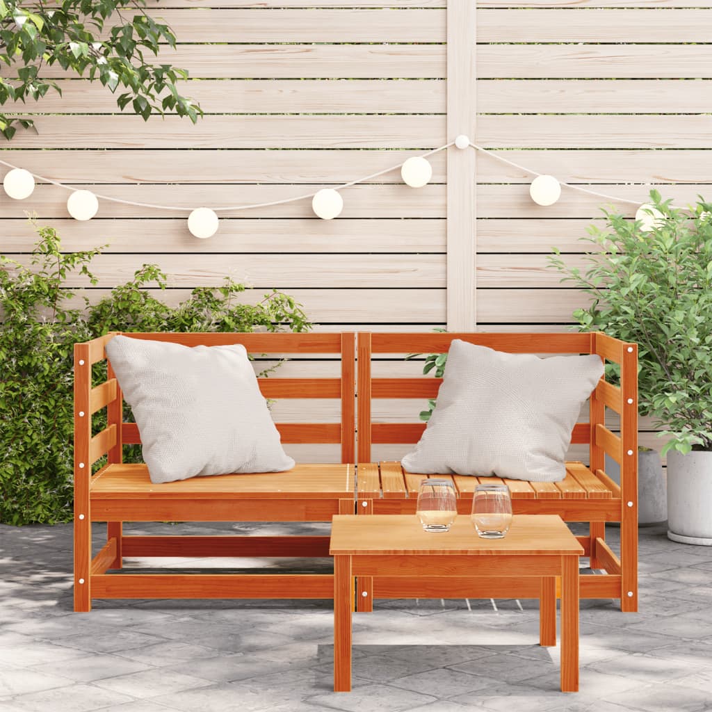 Hagesofaer for hjørne 2 stk voksbrun 70x70x67 cm heltre furu