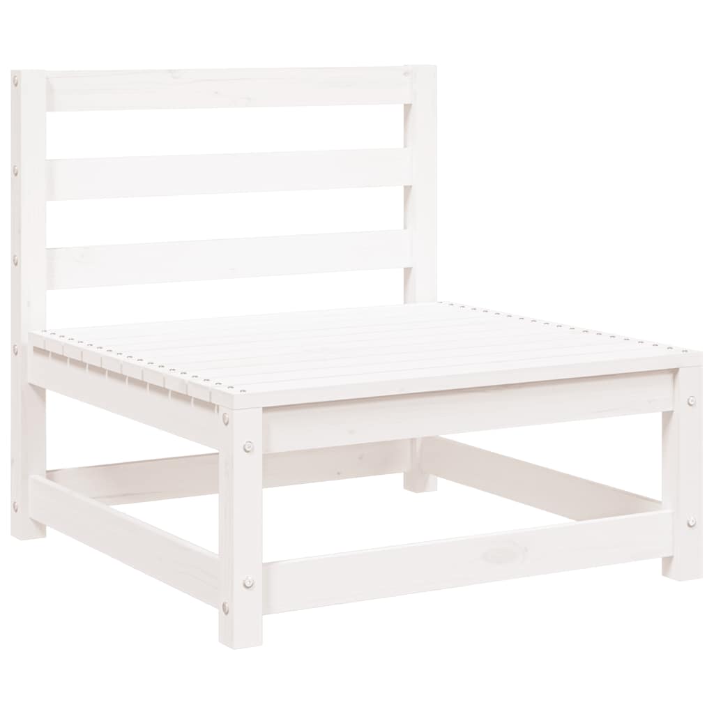 Hagesofa uten armlener hvit 70x70x67 cm heltre furu