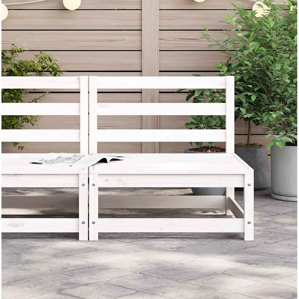 Hagesofa uten armlener hvit 70x70x67 cm heltre furu