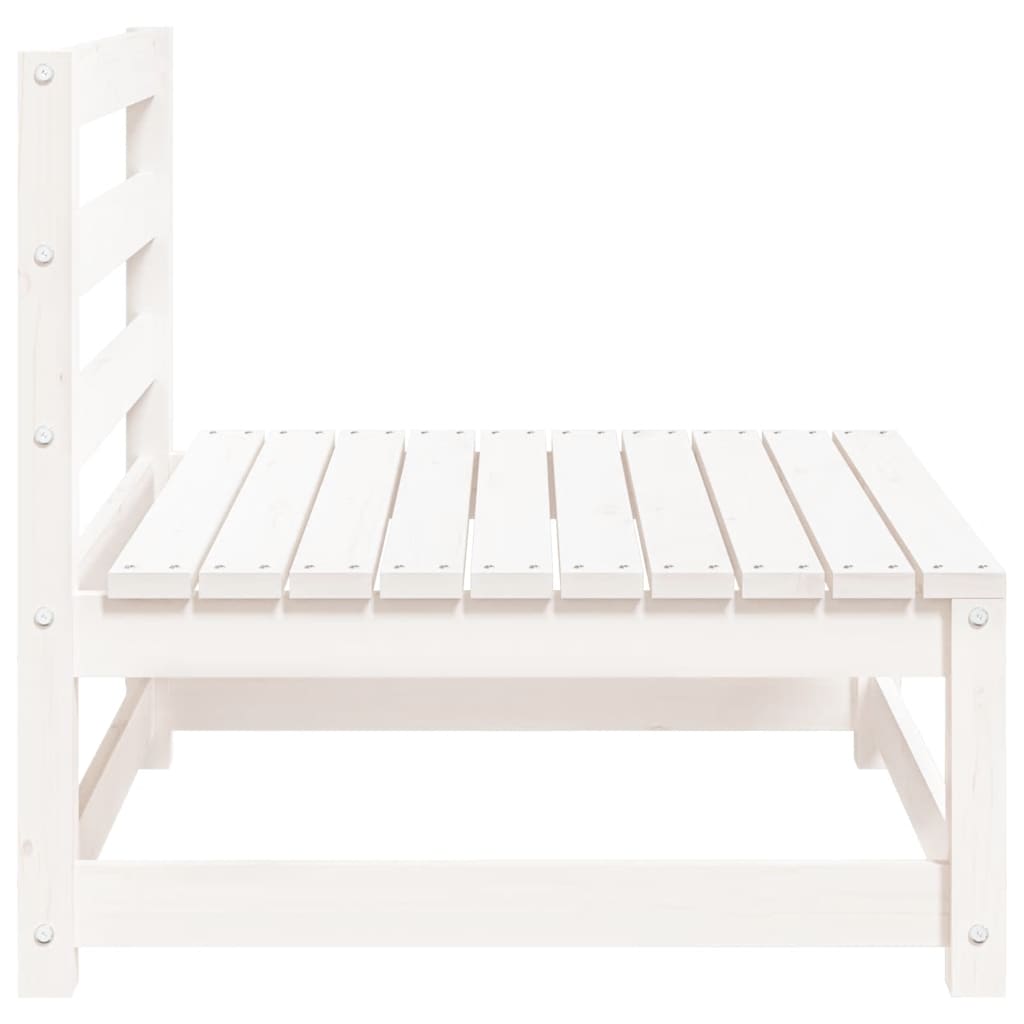 Hagesofa uten armlener hvit 70x70x67 cm heltre furu
