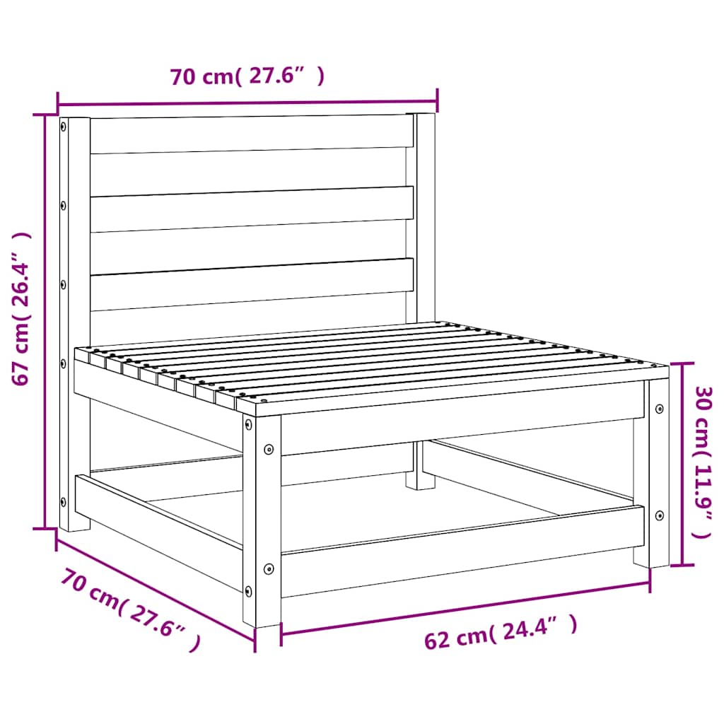Hagesofaer uten armlener 2 stk voksbrun 70x70x67 cm heltre furu