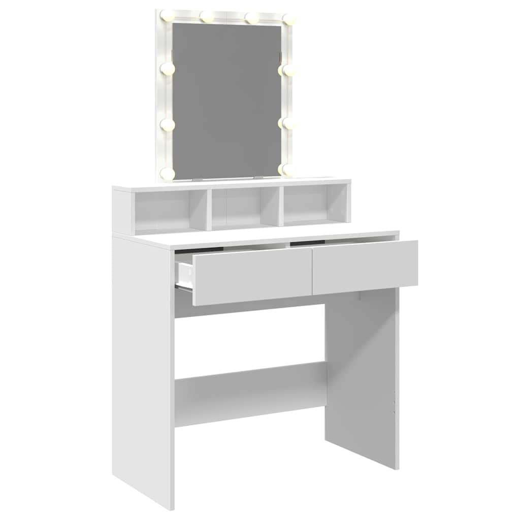 Sminkebord med LED hvit 80x41x144,5 cm