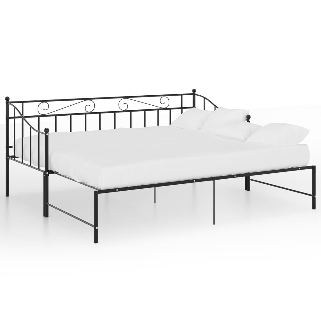 Svart uttrekkbar sovesofa, 90x200 cm