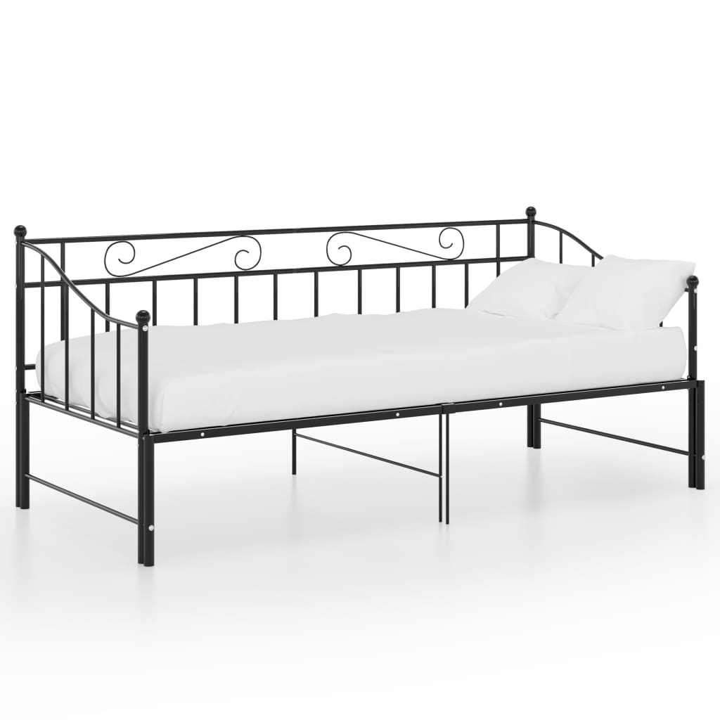 Svart uttrekkbar sovesofa, 90x200 cm