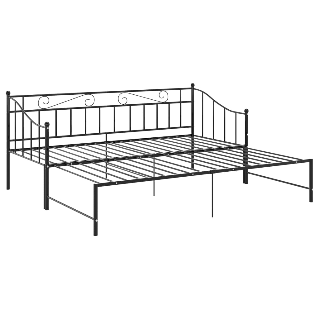 Svart uttrekkbar sovesofa, 90x200 cm