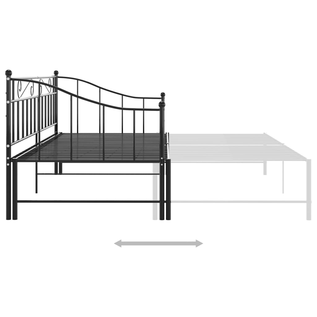 Svart uttrekkbar sovesofa, 90x200 cm