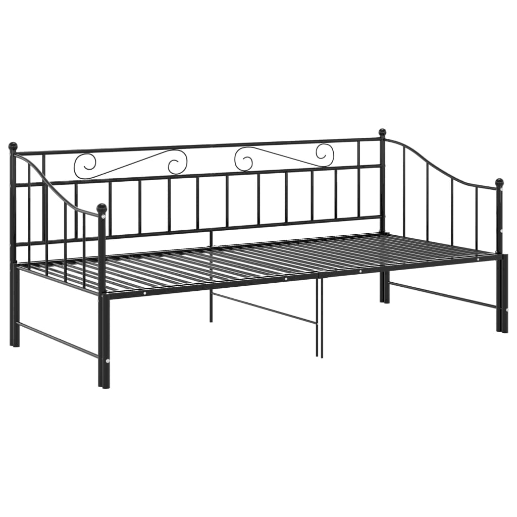 Svart uttrekkbar sovesofa, 90x200 cm