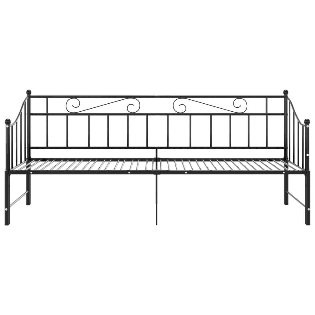 Svart uttrekkbar sovesofa, 90x200 cm