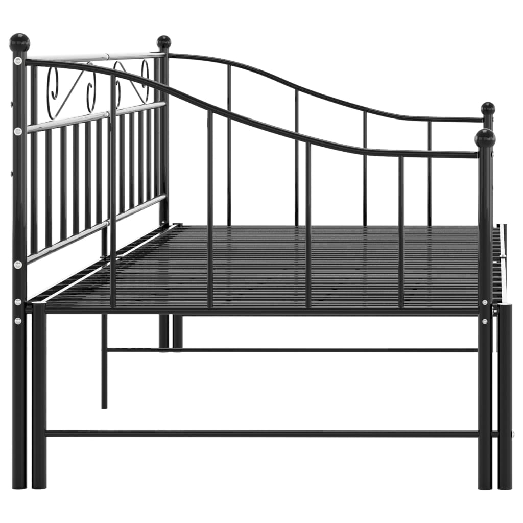 Svart uttrekkbar sovesofa, 90x200 cm