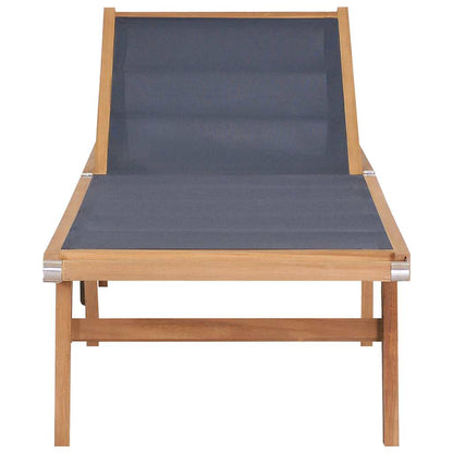 Foldbar solseng med hjul, heltre teak og tekstil