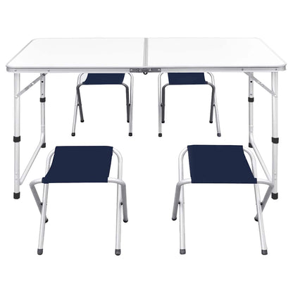 Sammenleggbart campingbord med 4 krakker aluminium 120x60 cm