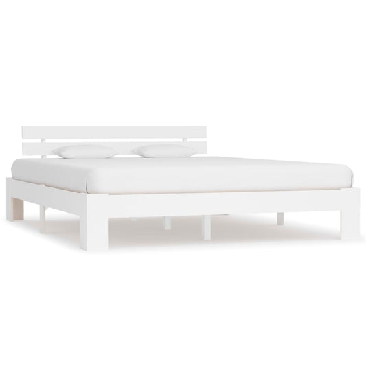Sengeramme med hodegavl hvit 160x200 cm heltre furu