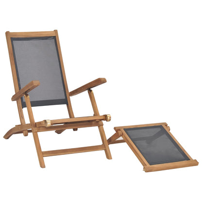 Fluktstol med fotstøtte heltre teak svart