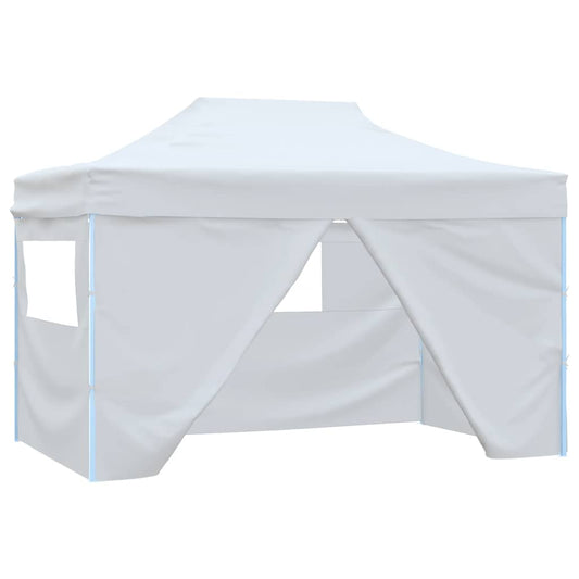 Sammenleggbart festtelt 4 sidevegger 280x410x315 cm stål hvit