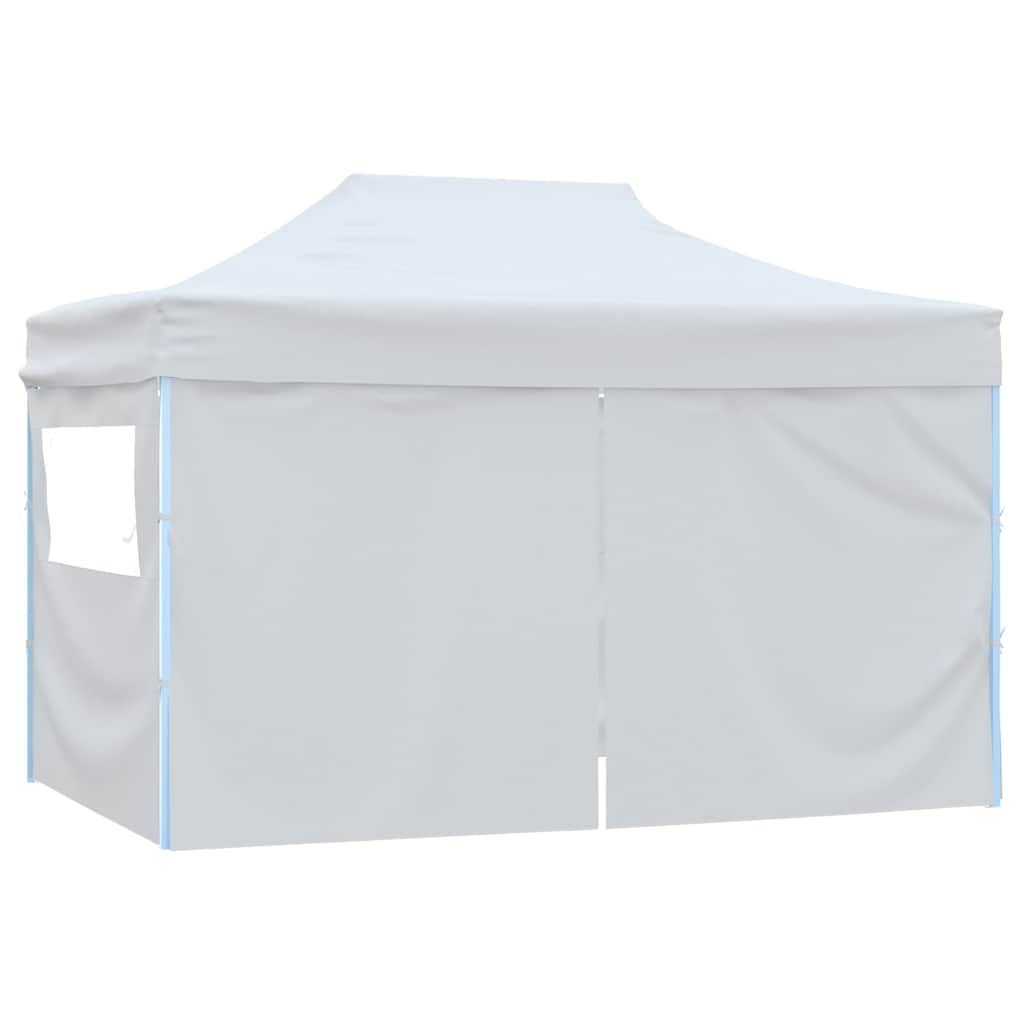 Sammenleggbart festtelt 4 sidevegger 280x410x315 cm stål hvit