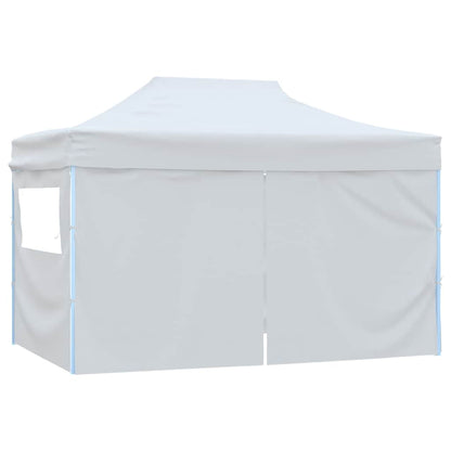 Sammenleggbart festtelt 4 sidevegger 280x410x315 cm stål hvit