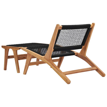 Solseng med fotstøtte, heltre teak tre og tau