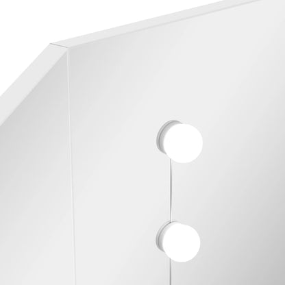 Hjørnemontert sminkebord med LED hvit
