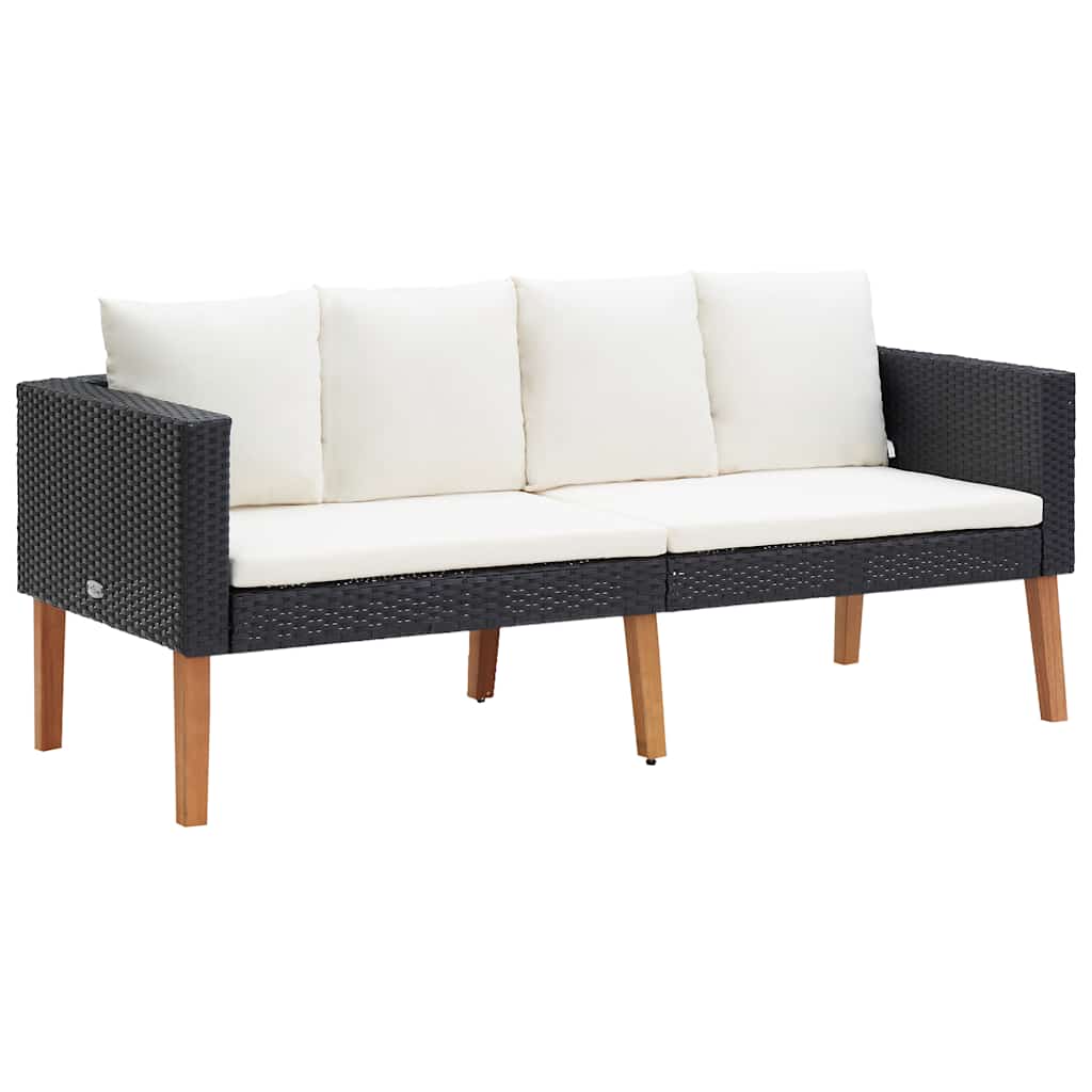 Svart hagesofa med puter, polyrotting