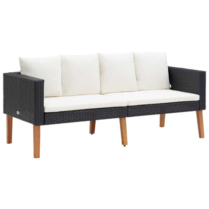 Svart hagesofa med puter, polyrotting
