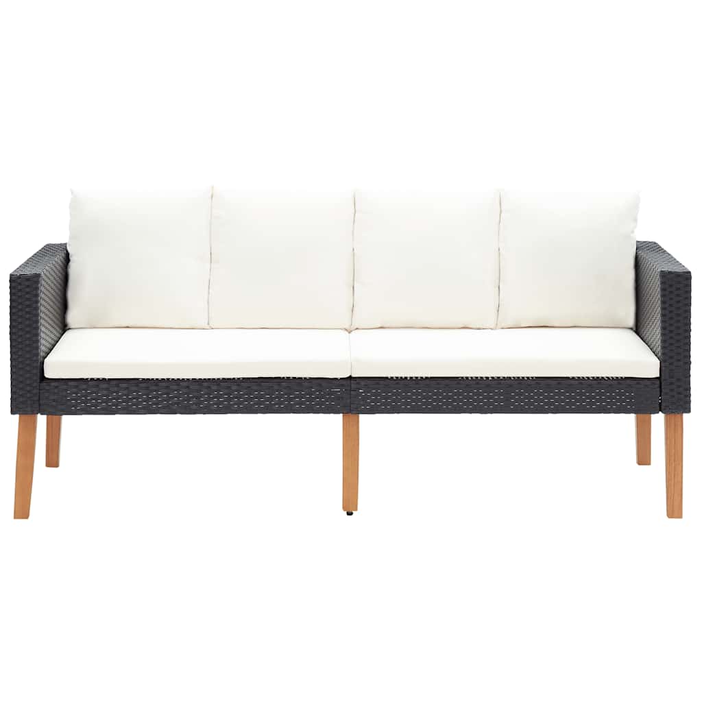 Svart hagesofa med puter, polyrotting