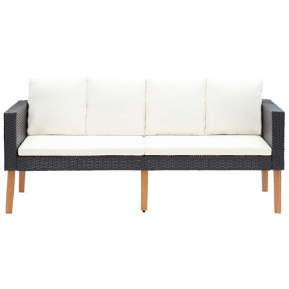 Svart hagesofa med puter, polyrotting