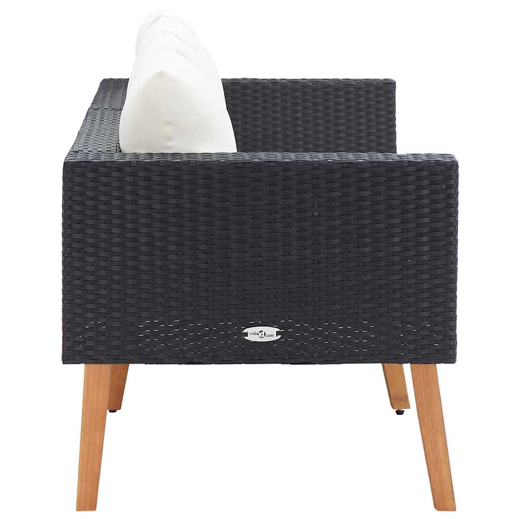 Svart hagesofa med puter, polyrotting