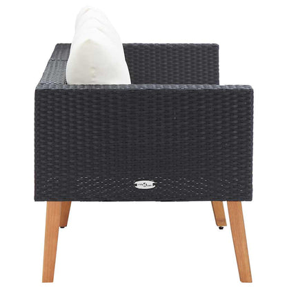 Svart hagesofa med puter, polyrotting