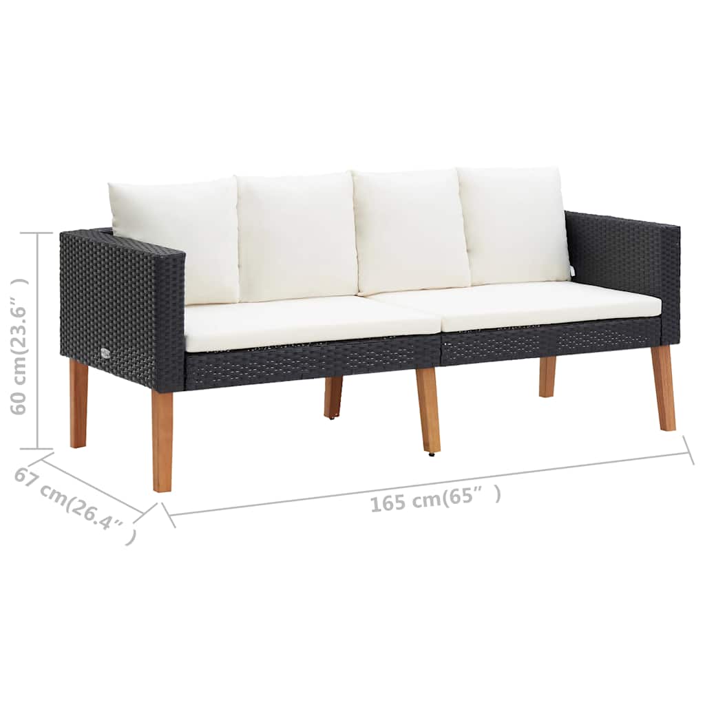 Svart hagesofa med puter, polyrotting