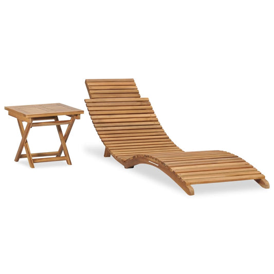 Sammenleggbar solseng med bord heltre teak