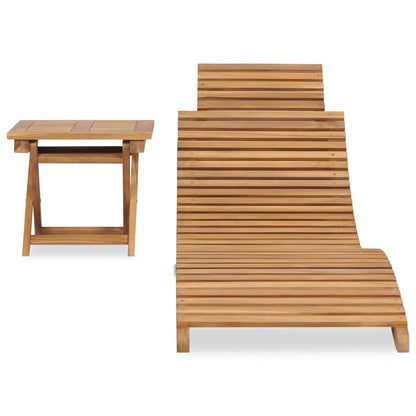 Sammenleggbar solseng med bord heltre teak