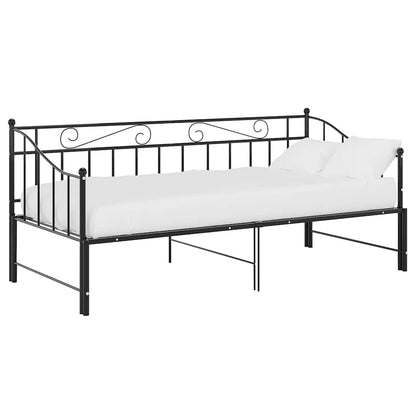 Svart uttrekkbar sovesofa, 90x200 cm