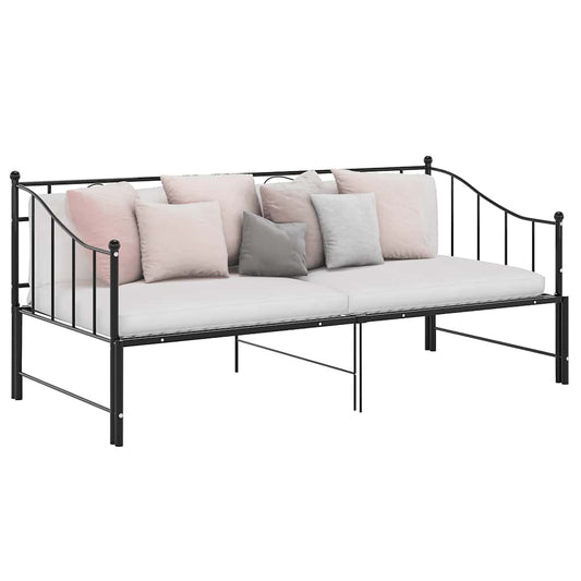 Svart uttrekkbar sovesofa, 90x200 cm