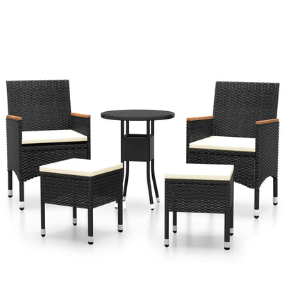 Svart Polyrotting Hagesofa-Sett - 5 Deler