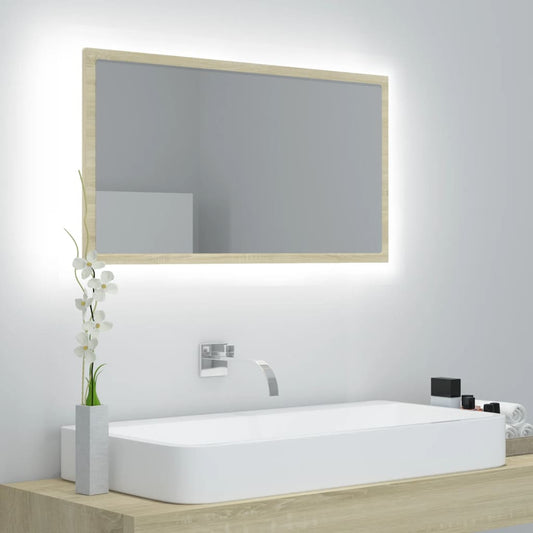 LED-badespeil sonoma eik 80x8,5x37 cm akryl