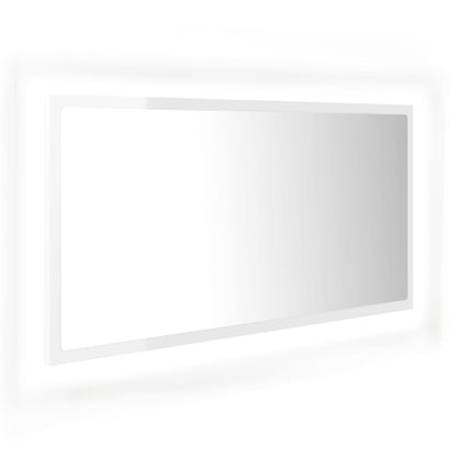 LED-badespeil høyglans hvit 90x8,5x37 cm akryl