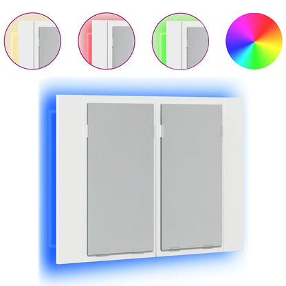 LED-speilskap hvit 60x12x45 cm akryl
