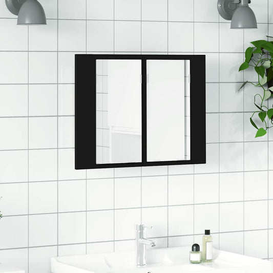 LED-speilskap svart 60x12x45 cm akryl